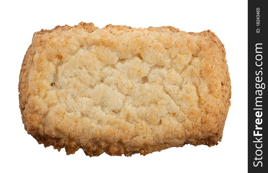 Square coconut cookie isolated on white background. Clipping path included. Square coconut cookie isolated on white background. Clipping path included.