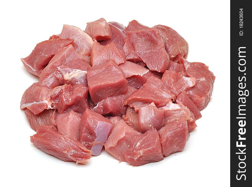 Raw fresh meat sliced in cube