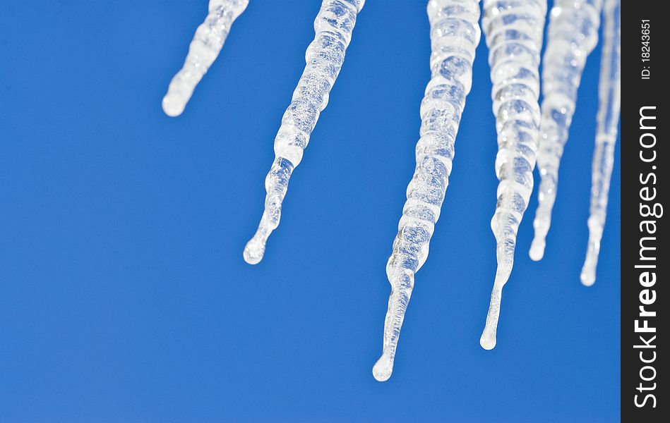 Bunch of icicles hanging, closeup. Bunch of icicles hanging, closeup.