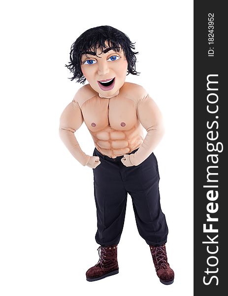 Man striptease mascot costume posing