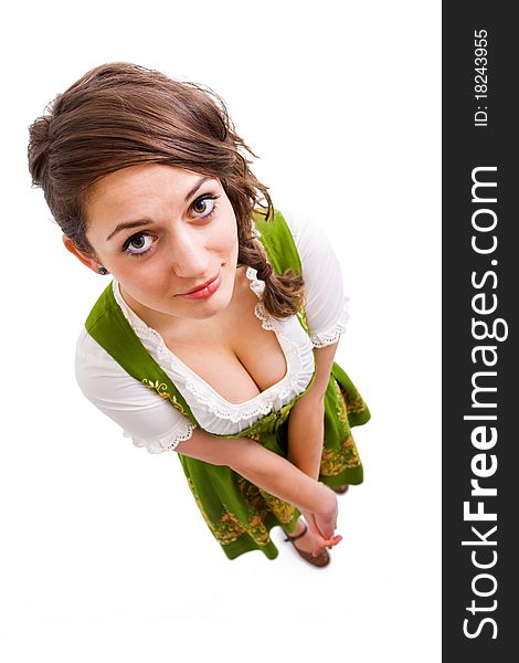 Beautiful bavarian girl from above