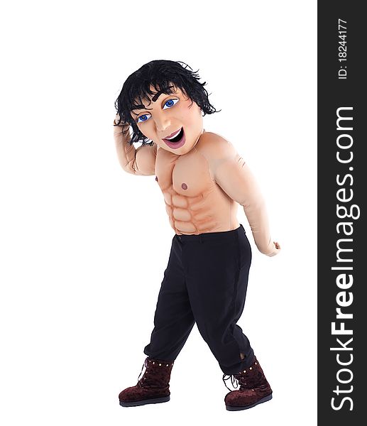 Man Striptease Mascot Costume Posing Isolated