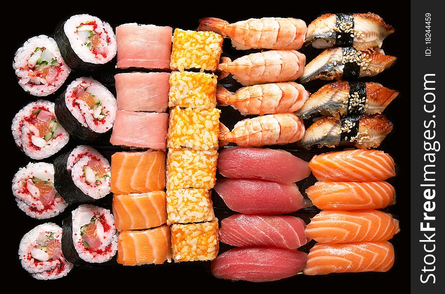Set of Japanese sushi background. Set of Japanese sushi background