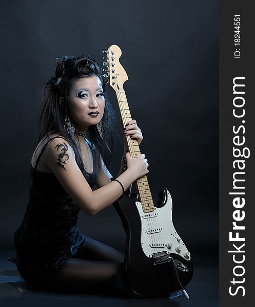 Woman rock with guitar