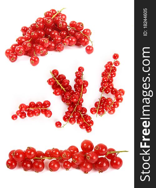Beautiful red currants on white background in studio. Beautiful red currants on white background in studio