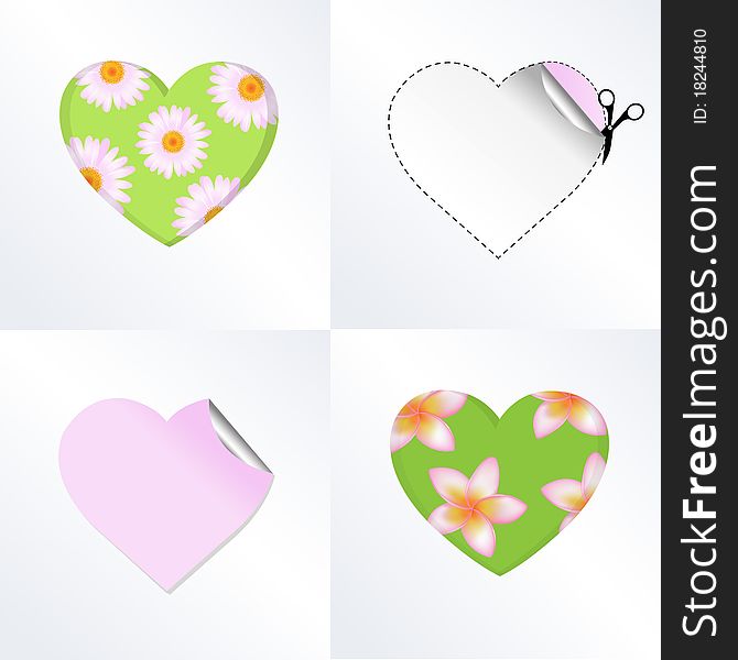 4 Hearts In Different Kinds, Vector Illustration