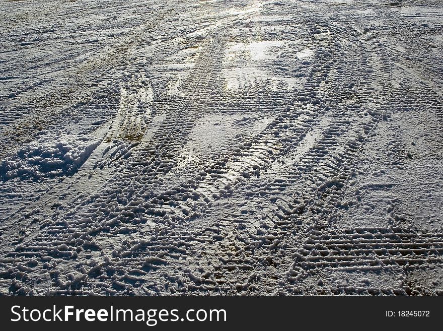 Wintery Tire Tracks