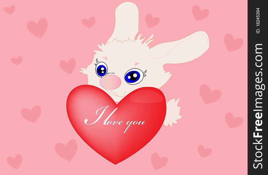 Vector bunny with a heart