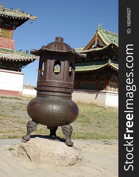 Urn in the monastery of Erdene Zuu in Mongolia. Urn in the monastery of Erdene Zuu in Mongolia