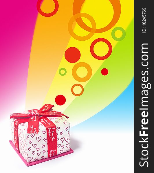 Love Gift box In colorful background