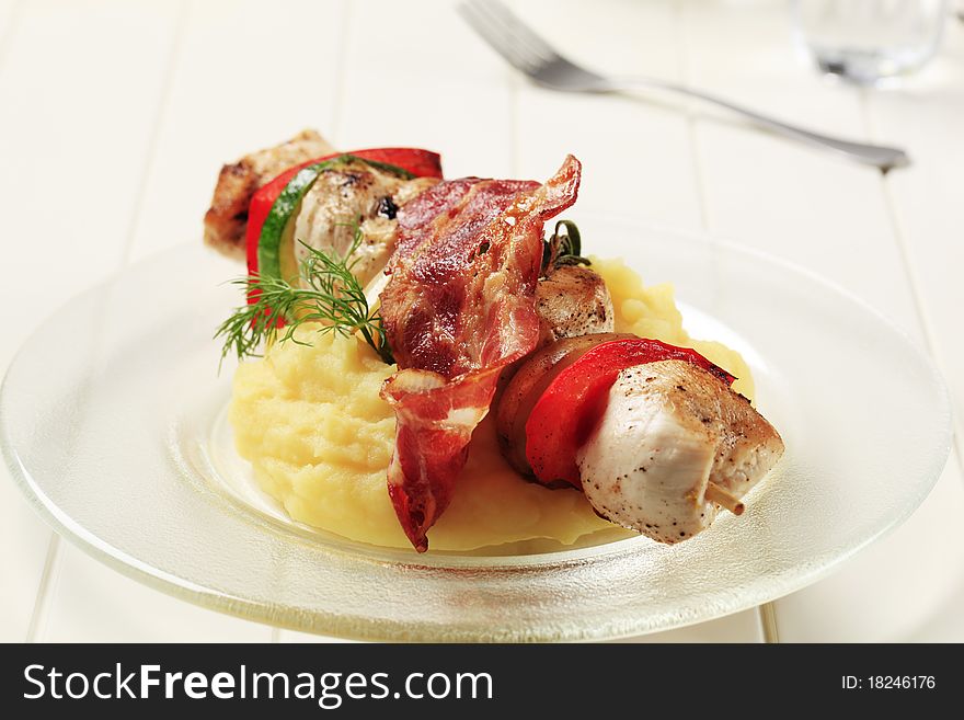 Chicken Shish Kebab And Mashed Potato