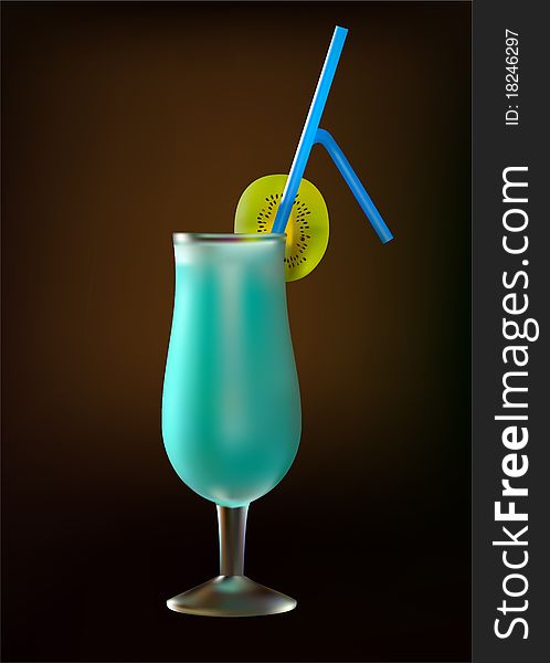 Cocktail  blue lagoon with kiwi