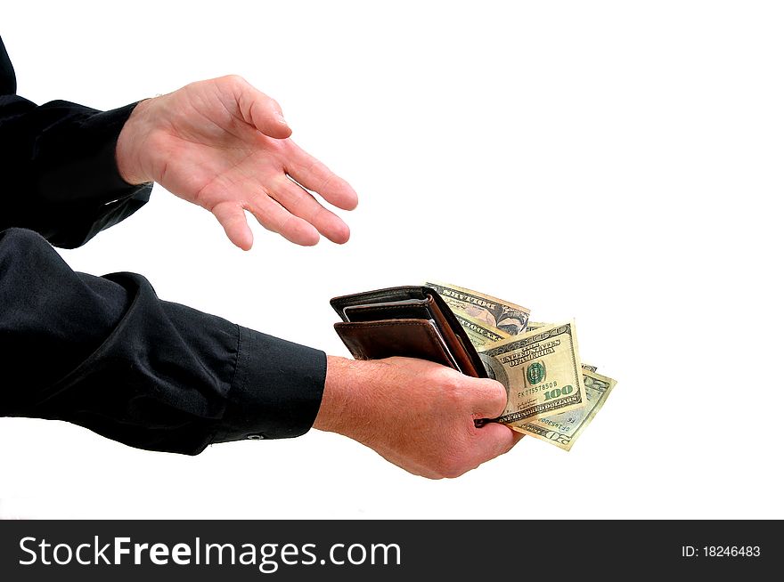 Man Offering Money From Wallet