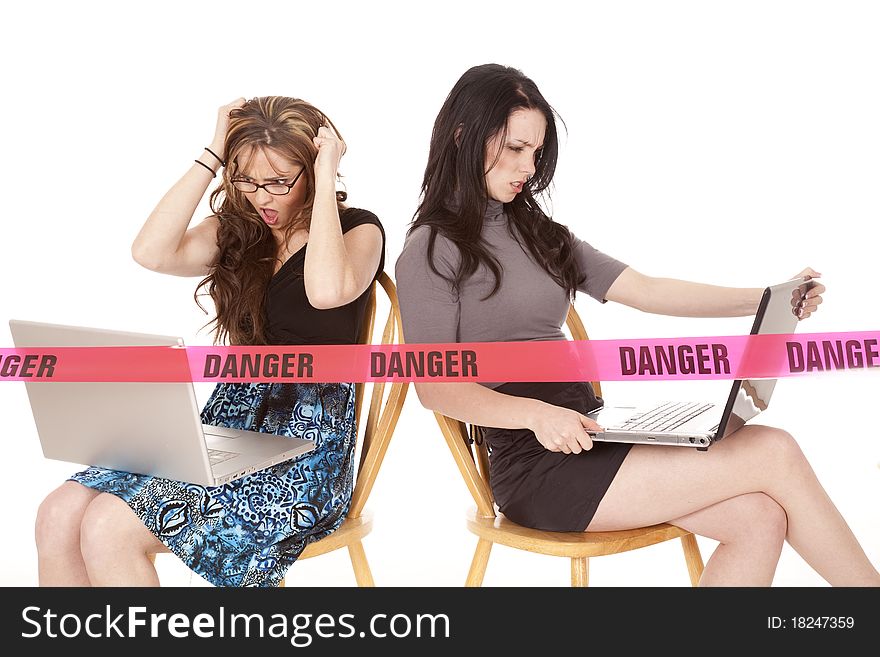 Two Women Computers Danger