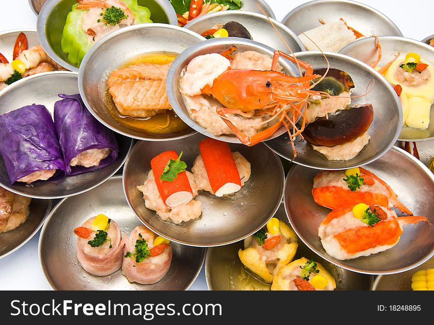 Variety of dim sum in small plate. Variety of dim sum in small plate