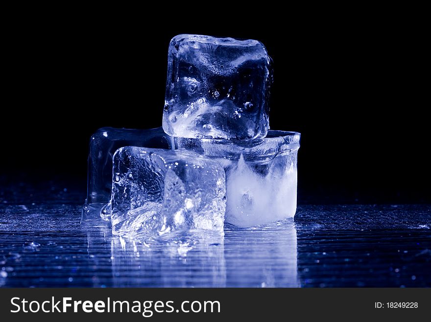 Macro photography of solid ice cubes