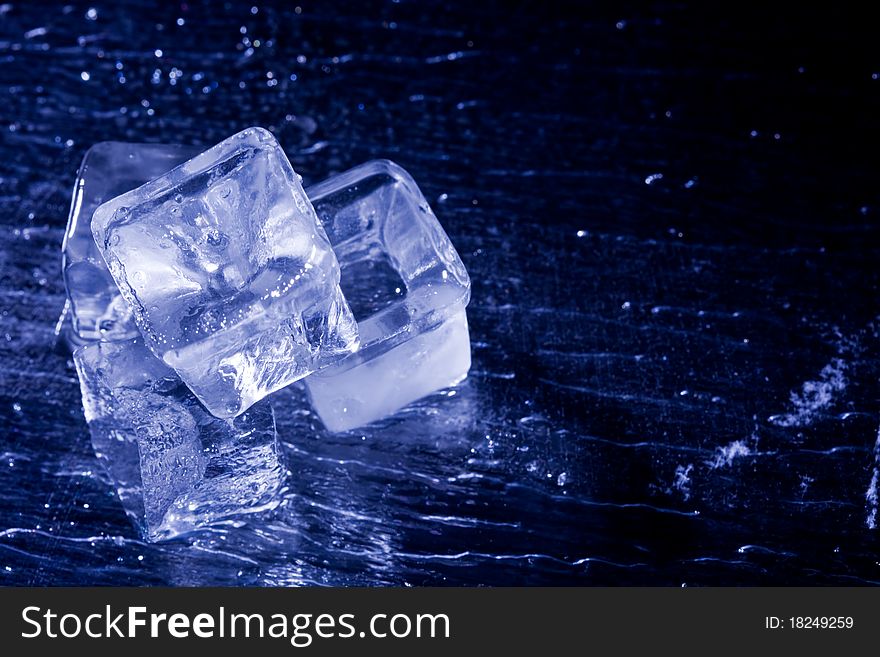 Macro photography of solid ice cubes