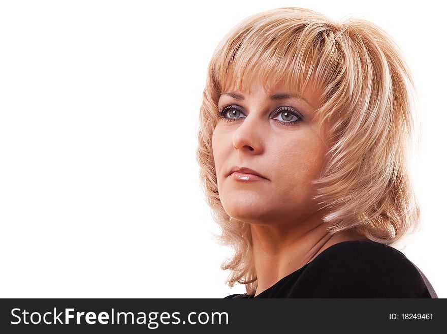 Portrait of a woman's blonde on white background