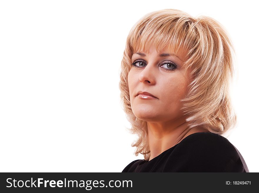 Portrait of a woman's blonde on white background