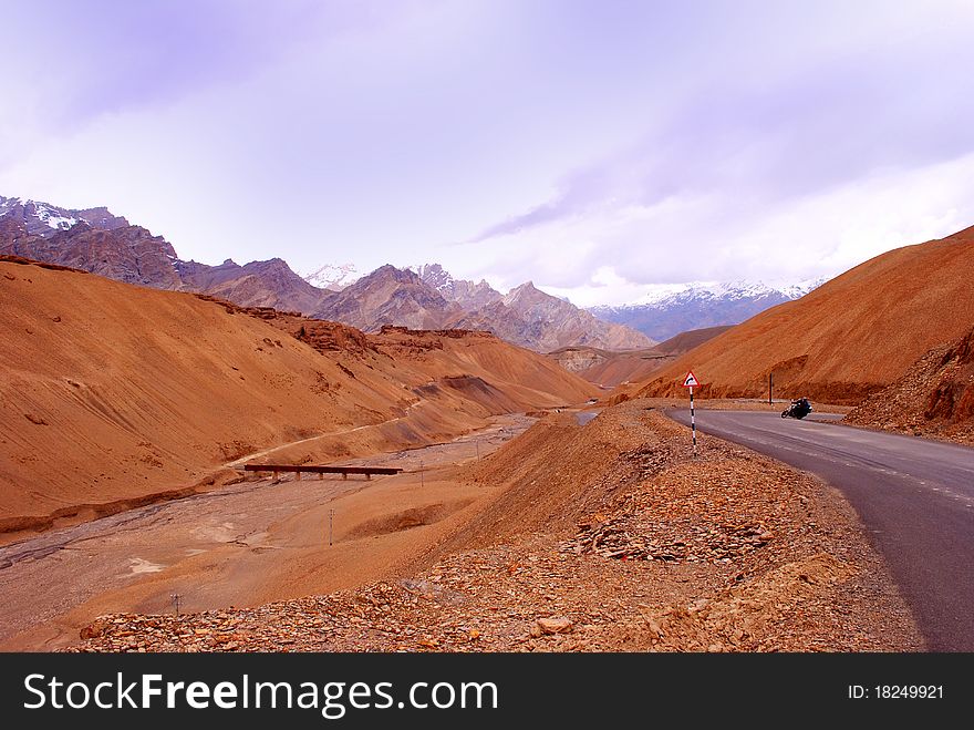 Beautiful orange Ladakh landscape