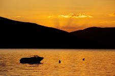 Boat At Sunset Royalty Free Stock Photography Boat At Sunset Royalty Free Stock Photography