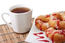 Donuts And A Cup Of Tea Royalty Free Stock Photos Donuts And A Cup Of Tea Royalty Free Stock Photos