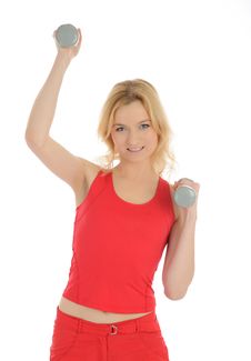Fitness Woman Working Out With Free Weights Stock Photos Fitness Woman Working Out With Free Weights Stock Photos