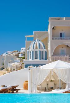 Beautiful Place For Rest In Santorini Stock Image