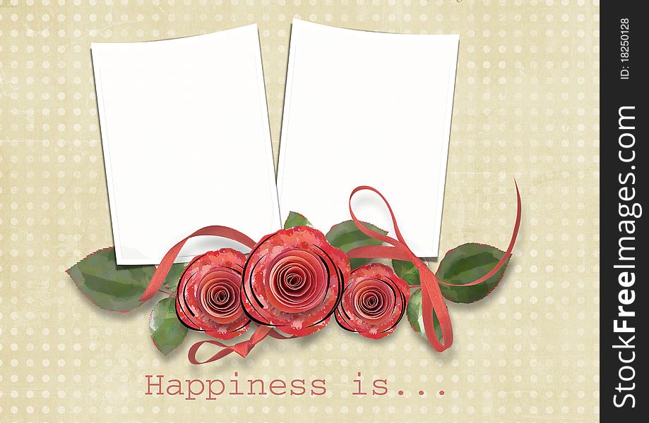 Vintage Card For Congratulation With Roses