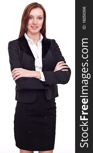 Portrait of confident young business woman. Isolated on a white background. Portrait of confident young business woman. Isolated on a white background.