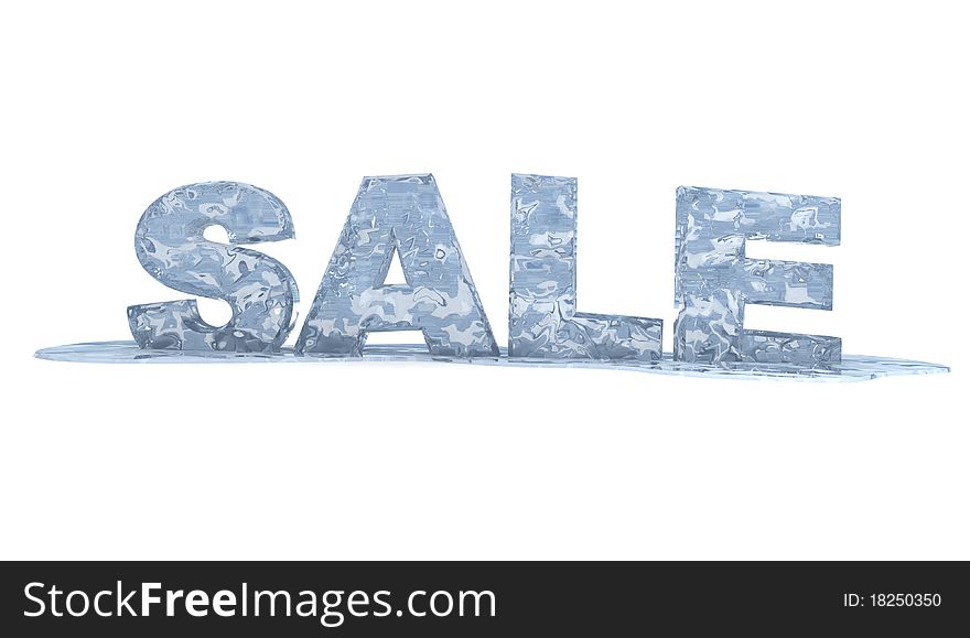 3d rendered sale text - half melted and frozen 3d ice sign. 3d rendered sale text - half melted and frozen 3d ice sign