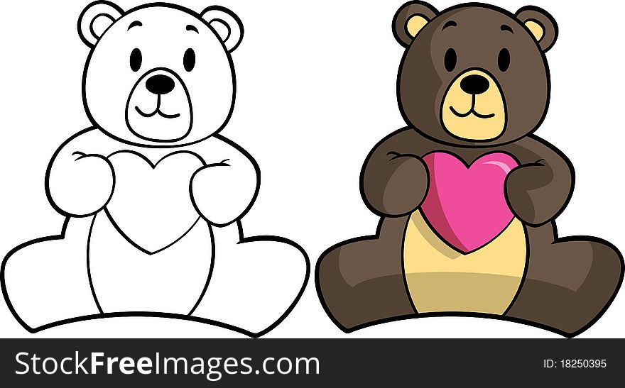 Teddy bear doll holding heart shape