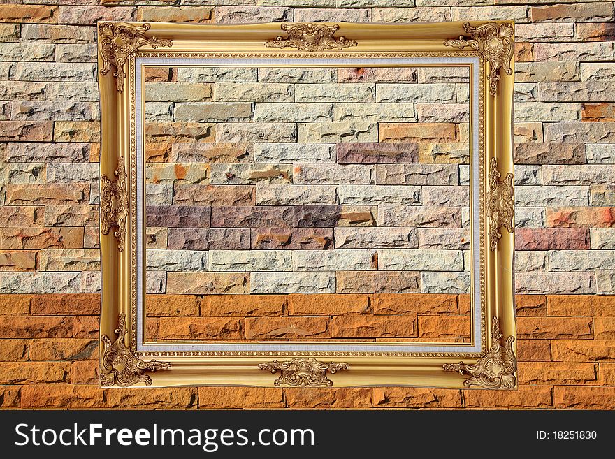 Blank Classic Frame On Colorful Brickwall