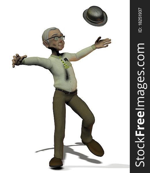 Active Elderly Man On White Background