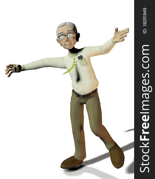 Active Elderly Man On White Background