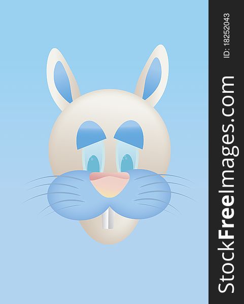 Cartoon easter bunny on blue background