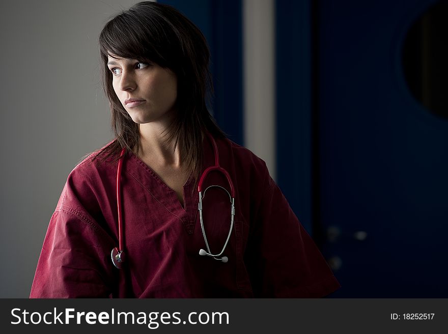 Female Surgeon Lost In Thoughts