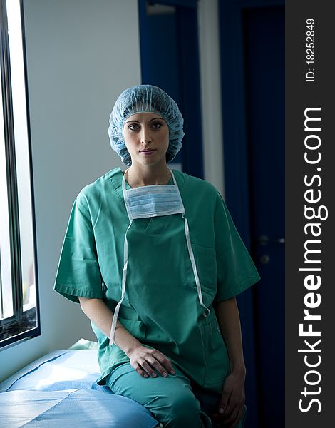 Portrait of a female surgeon resting