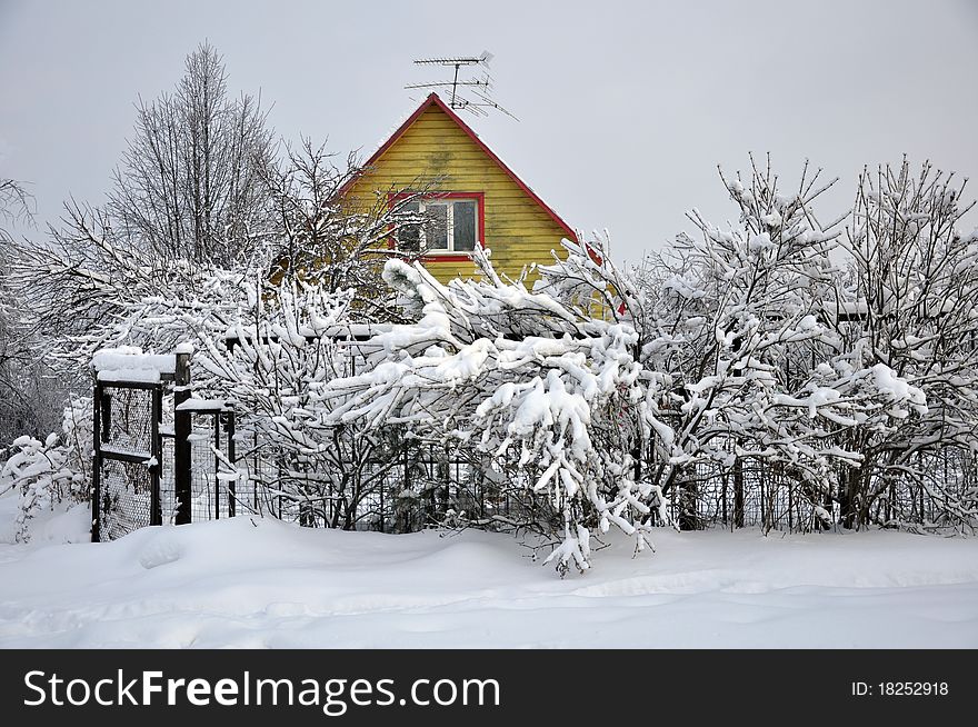 Private wooden house in village. Private wooden house in village