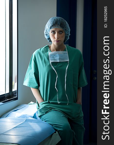 Portrait of a female surgeon resting