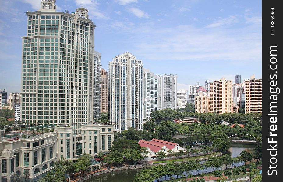 View of Singapore skyline around singapore river