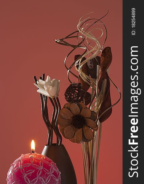 Clay decorative vase with special branches for fragrance.