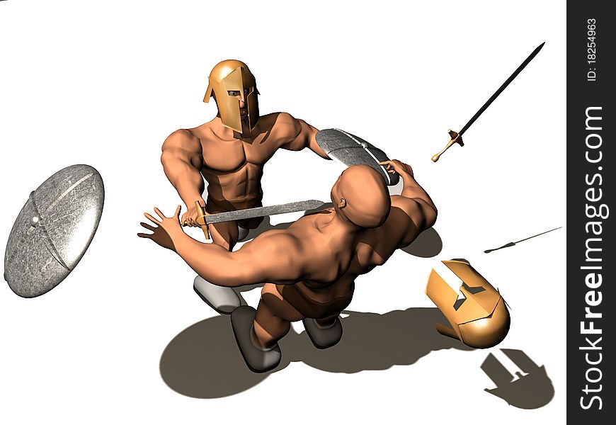 3d render of fighting of two person. 3d render of fighting of two person.