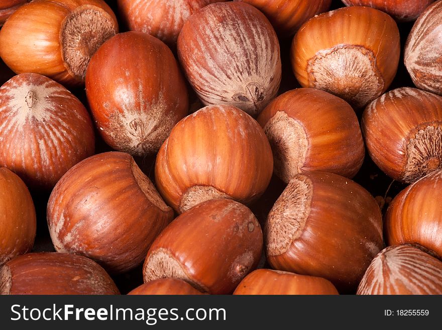 Macro picture of hazelnuts lovely background