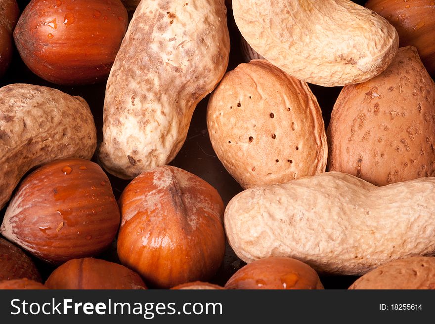 Macro picture of nuts lovely background