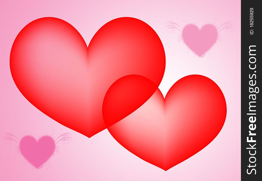 Abstract Red And Pink Hearts Background