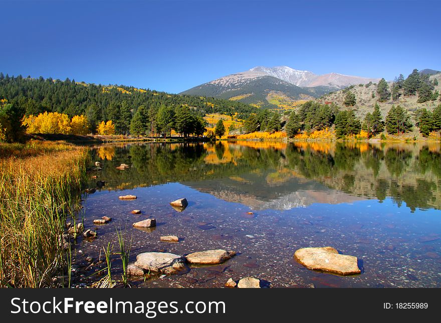 Scenic O Haver lake in Colorado in Autumn time. Scenic O Haver lake in Colorado in Autumn time
