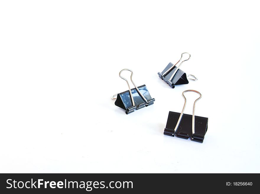 Binder clips for paper on a white background