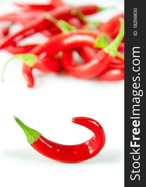 Red hot chili pepper on a white background