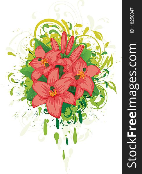 Vector Grunge Floral Background. Element for design illustration.